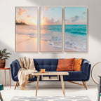 Beach Wall Art, Stunning Ocean Sunset Canvas Print with Coastal Design for Relaxing Home Decor
