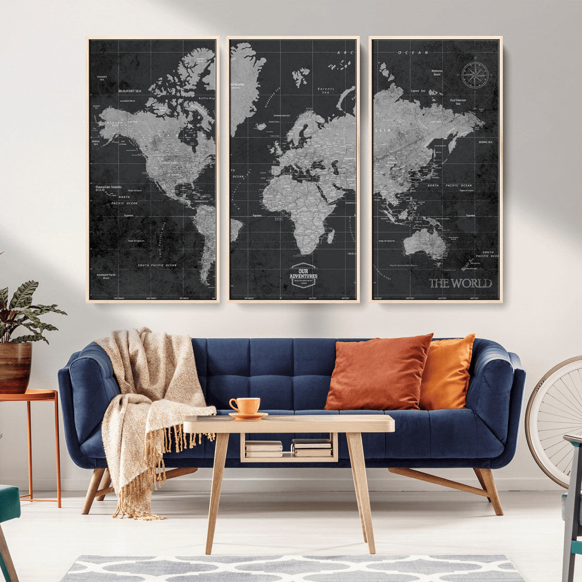 World Map Canvas Print, Detailed Map of the World Wall Art for Home or Office