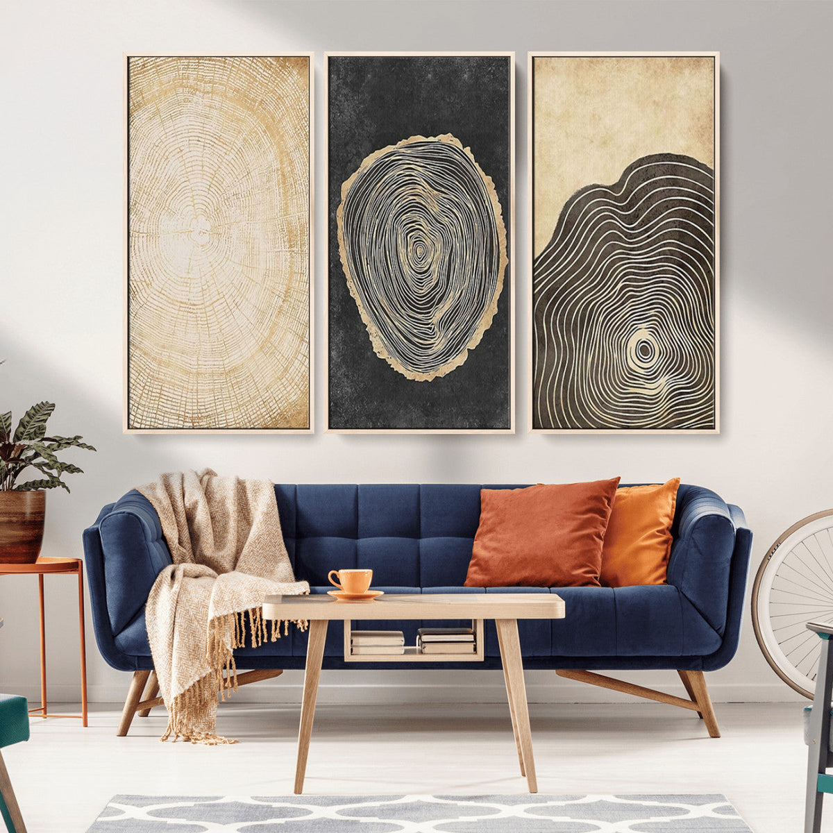 Tree Rings Canvas Wall Art Print, Minimalist Natural History in Modern Decor