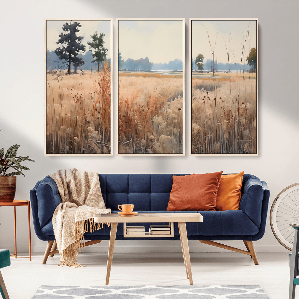 Golden Fields Canvas Wall Art Print | Serene Minimalist Landscape for Modern Decor