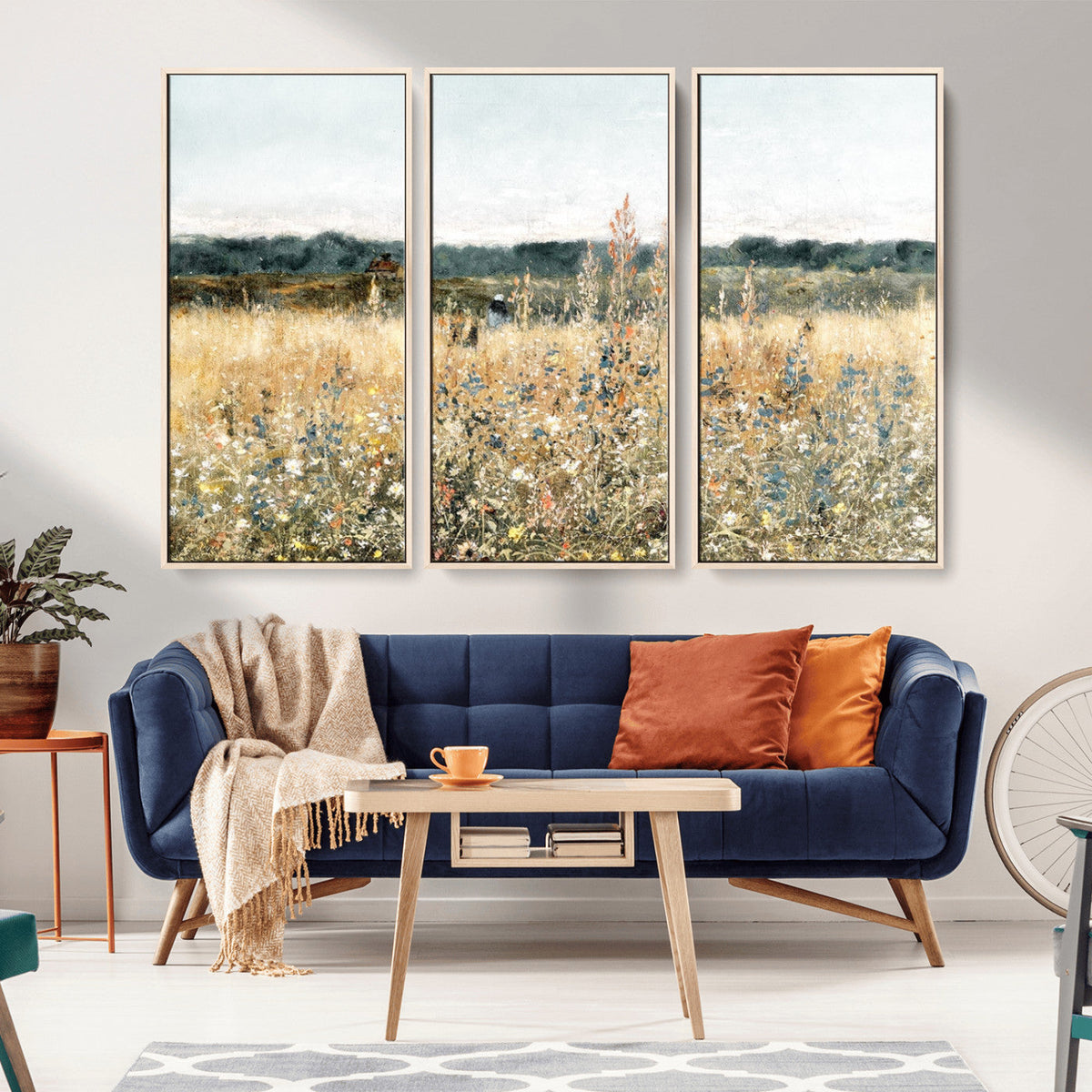 Wildflower Field Wall Art Canvas | Nature-Inspired Landscape Canvas Print for Living Room or Office