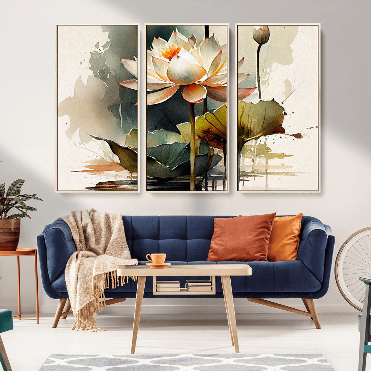 Lotus Flower Watercolor Canvas Print | A Symbol of Serenity and Growth in Soft Watercolors