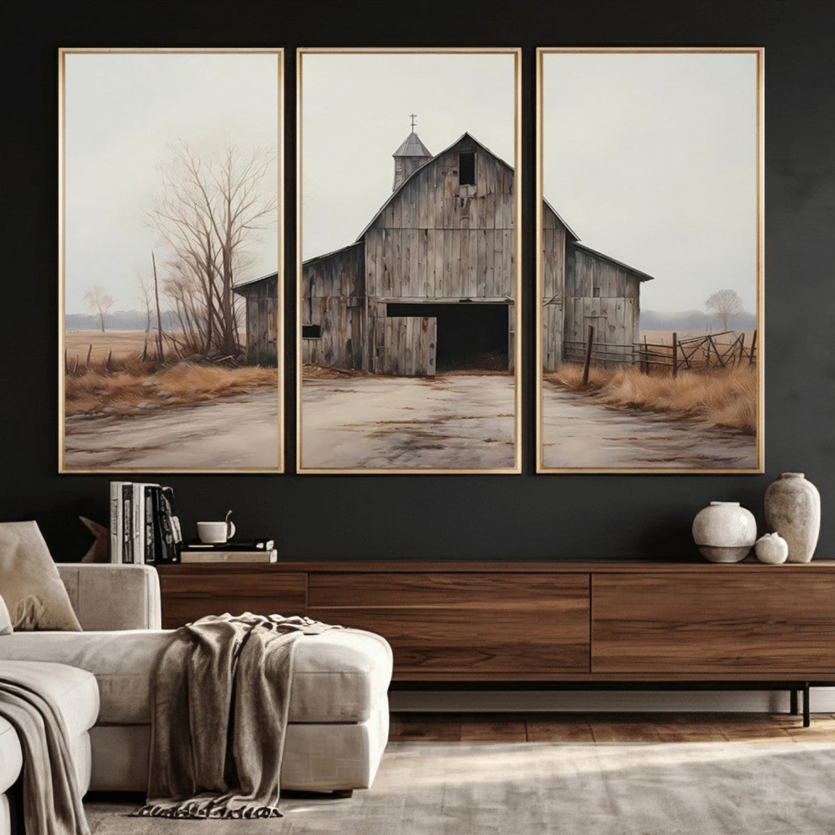 Farmhouse Rustic Barn Wall Art Canvas Print, Framed and Ready to Hang