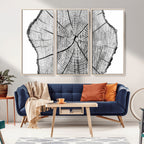 Rustic Tree Ring Wall Art Canvas Print, Framed and Ready to Hang