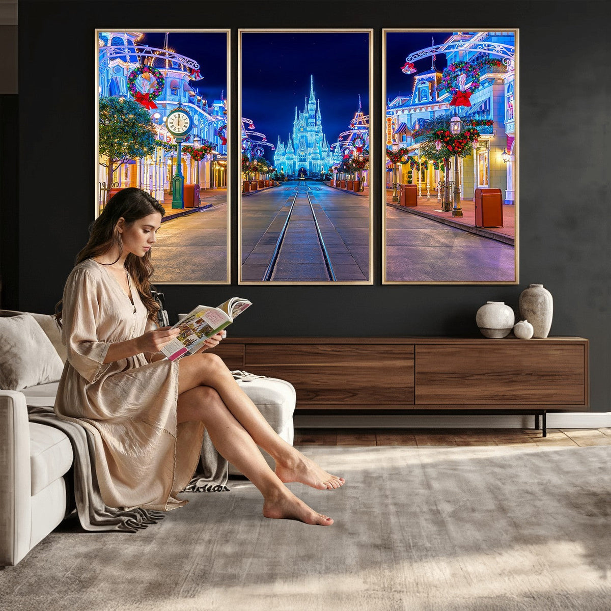 Disney Wall Art | Castle Large Wall Art, Disney Magic Kingdom Print for Kids Room Decor