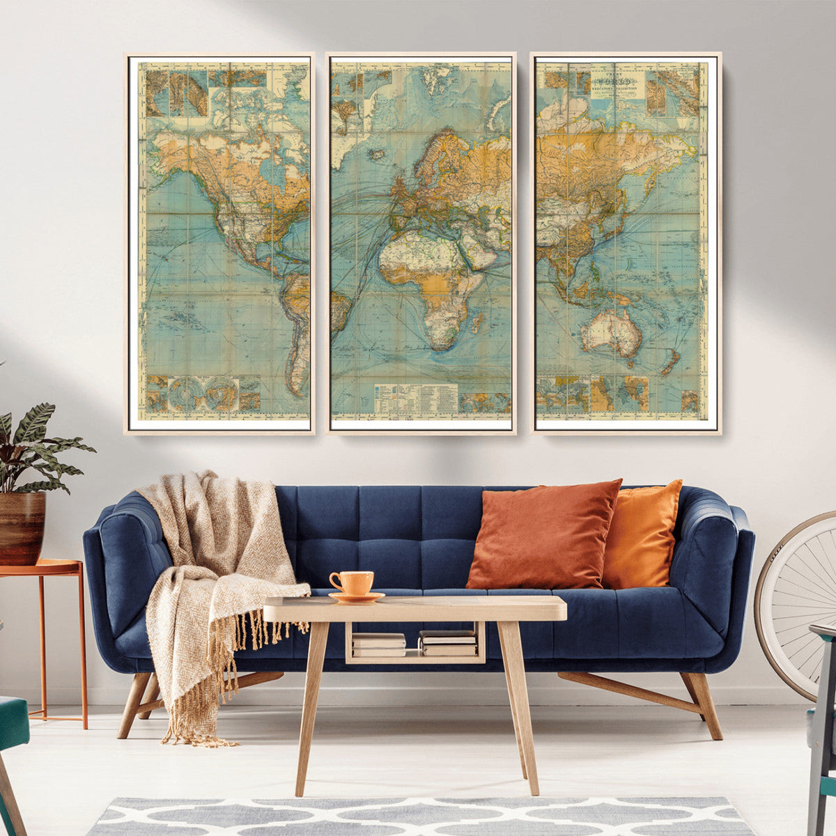 Push Pin World Map Canvas Print | Travel Tracker Wall Art for Couples