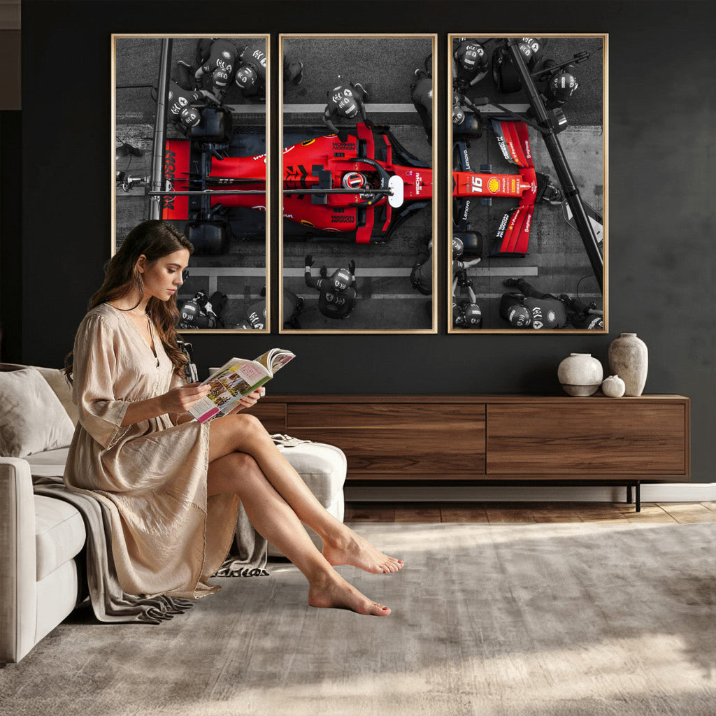 Ferrari Pit Stop Canvas Wall Art | Precision and Speed