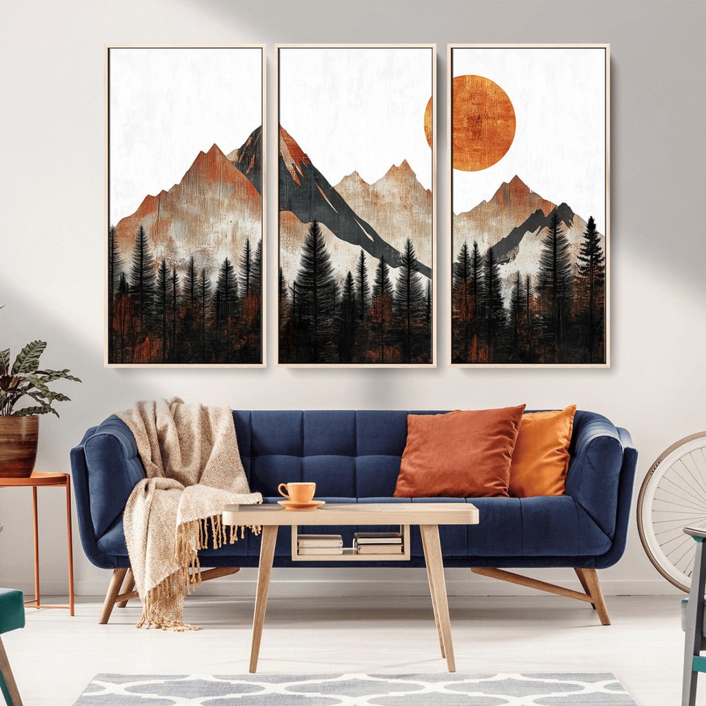 Modern Abstract Mountain Canvas Wall Art Print