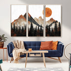 Modern Abstract Mountain Canvas Wall Art Print