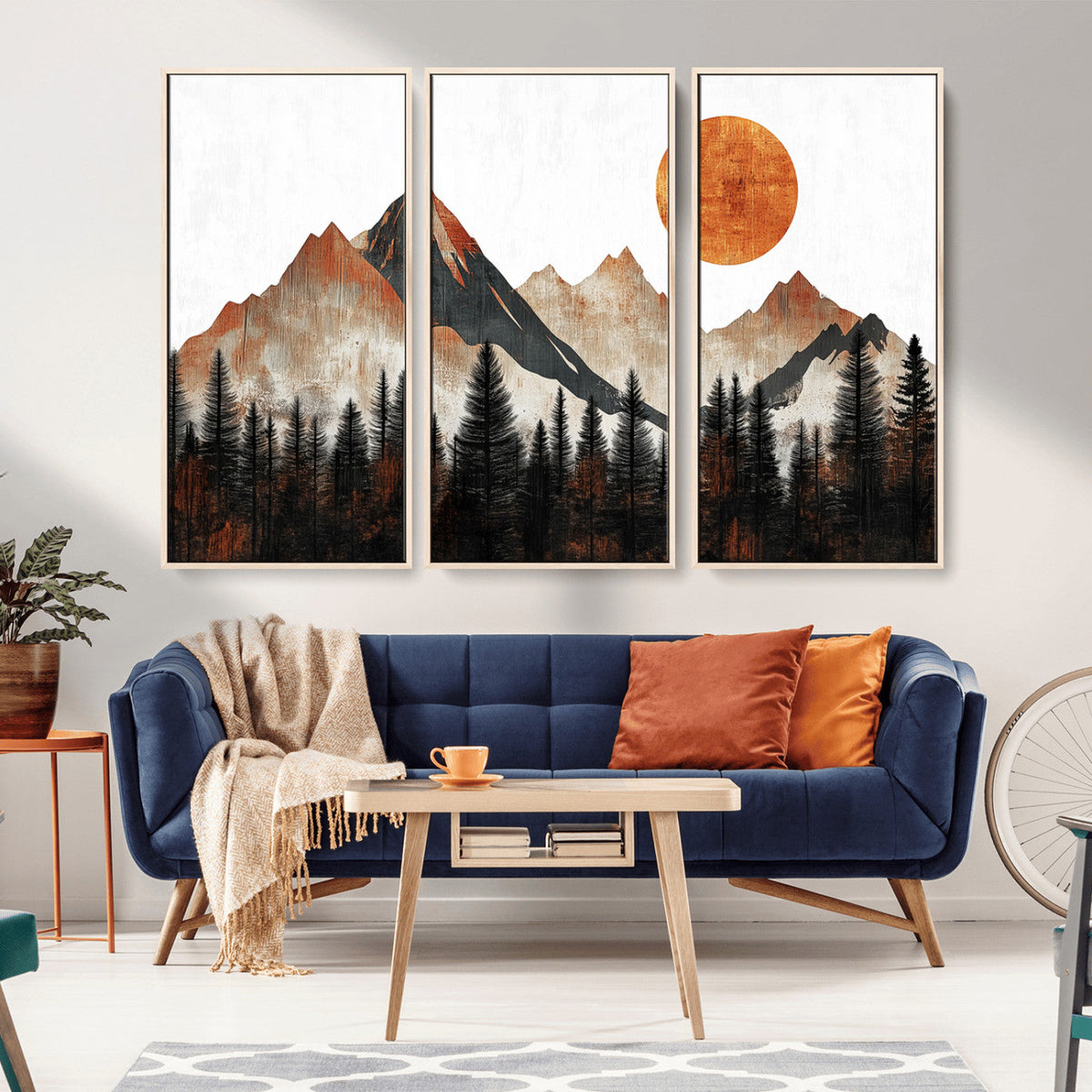 Modern Abstract Mountain Canvas Wall Art Print