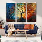 Yggdrasil Tree of Life Mosaic Stained Glass Wall Art Canvas Print