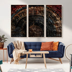 Dark Wood Ring Wall Art Canvas Print, Framed Abstract Tree Slice Print, Rustic Wood Grain Decor