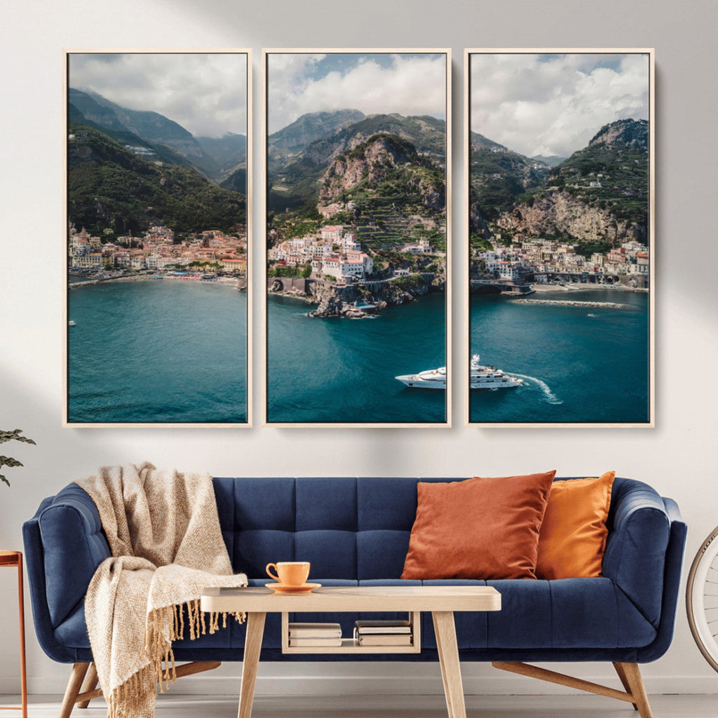 Amalfi Coast Wall Art | Framed Italian Seaside Canvas