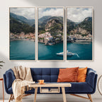 Amalfi Coast Wall Art | Framed Italian Seaside Canvas