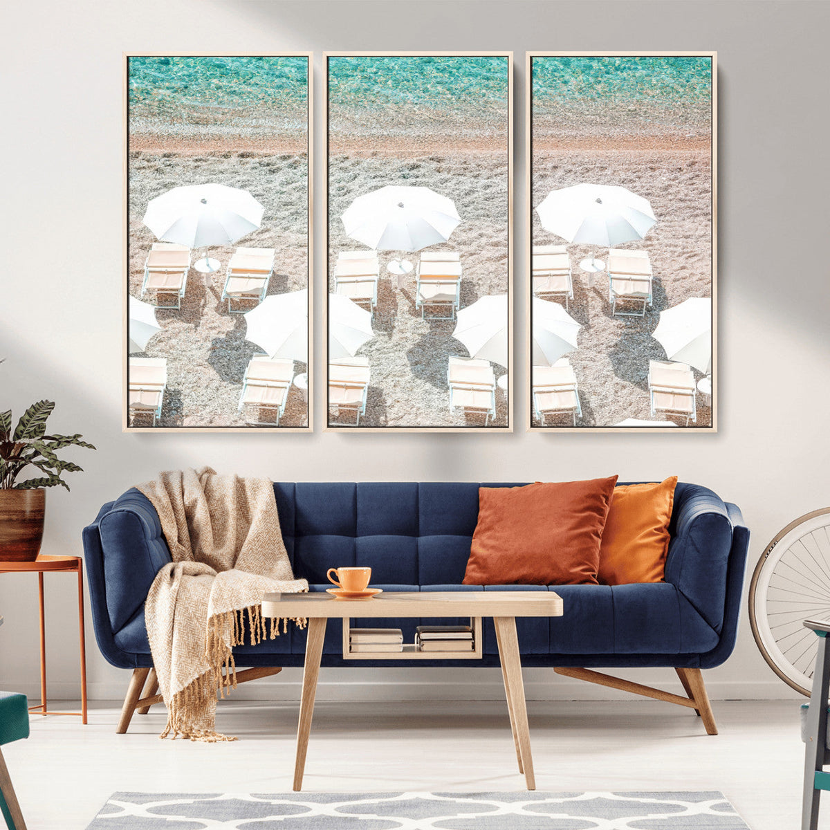 Calm Beach Wall Art | Framed Turquoise Water Canvas Artwork