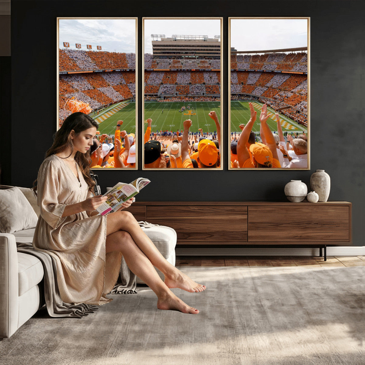 Tennessee Neyland Stadium Wall Art, Sports Arena Canvas, Home Bar Wall Decor