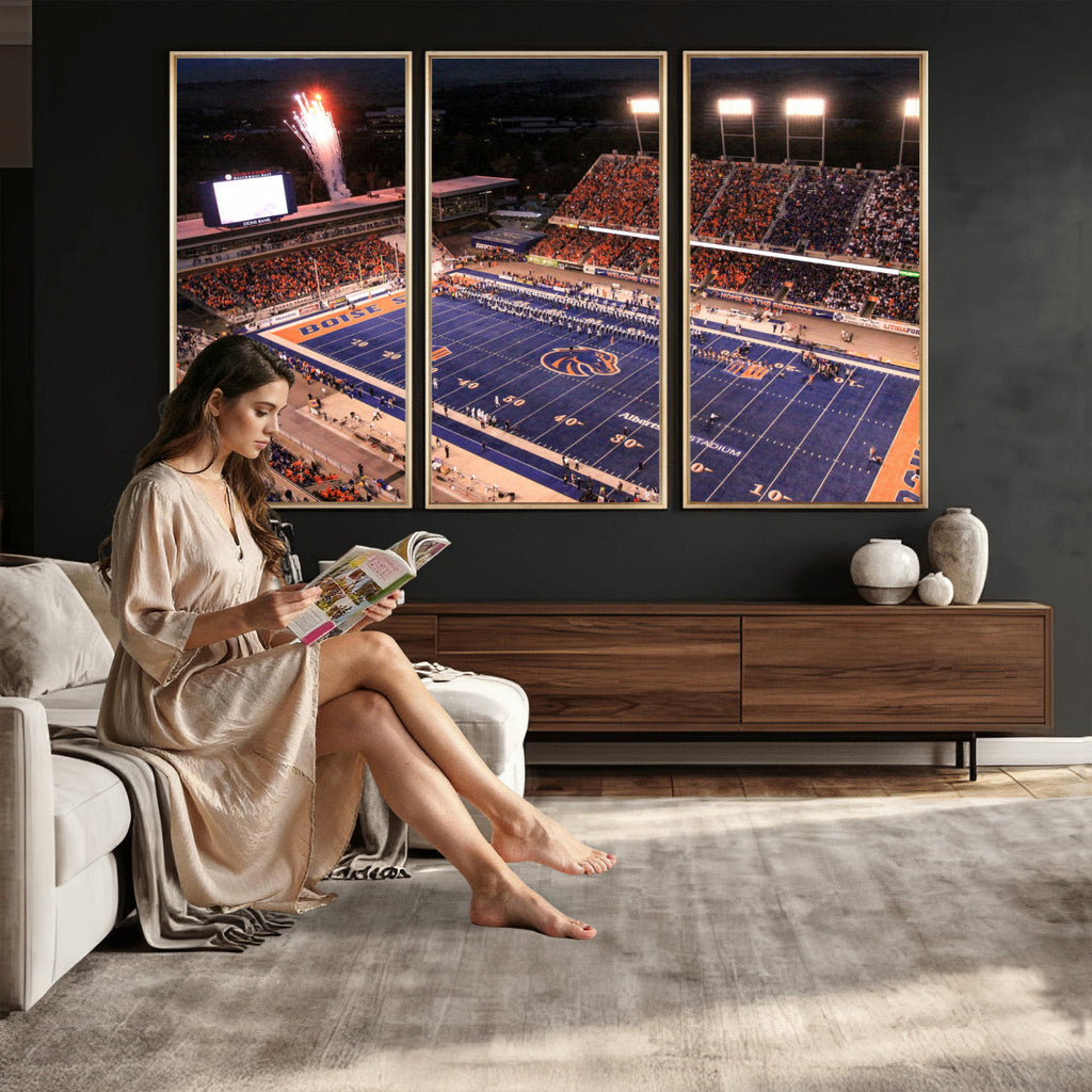 Boise State Broncos Albertsons Stadium Wall Art Canvas Print