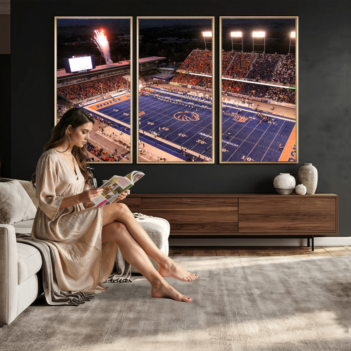 Boise State Broncos Albertsons Stadium Wall Art Canvas Print