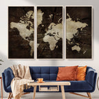 World Map Wall Art Canvas Print | Framed Travel Map Wall Art