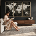 Vintage World Map Wall Art Canvas Print | Framed Large Map Wall Art