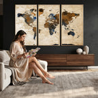 World Map Canvas Art Print | Framed Travel Map Wall Art