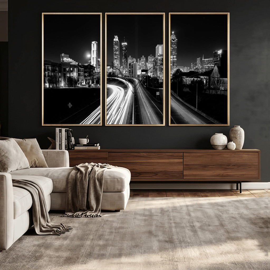 Atlanta Skyline Wall Art Canvas Print, Atlanta Downtown Night Cityscape