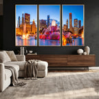 Chicago Wall Art Canvas Print, Chicago City Downtown Night Cityscape