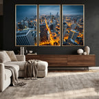Chicago Wall Art Canvas Print - Chicago City Downtown Night Cityscape