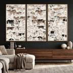 Abstract Texas Cow Canvas Print for Cabin and Western Home Decor