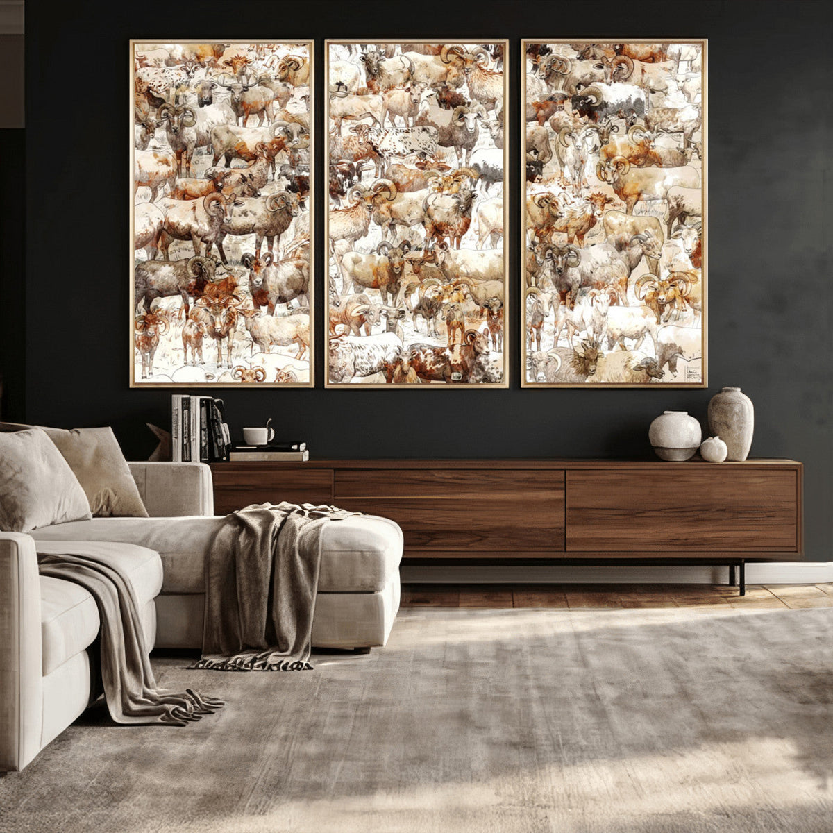 Farmhouse Bighorn Sheep Wall Art Canvas Print