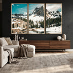 Snowy Mountain Wall Art Canvas Print, Alpine Pine Forest