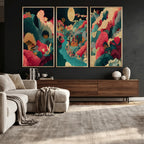 Colorful Japanese Landscape Print: Maximalist Panoramic Wall Art