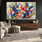 Geometric Abstract Wall Art Canvas Print, Orange Blue