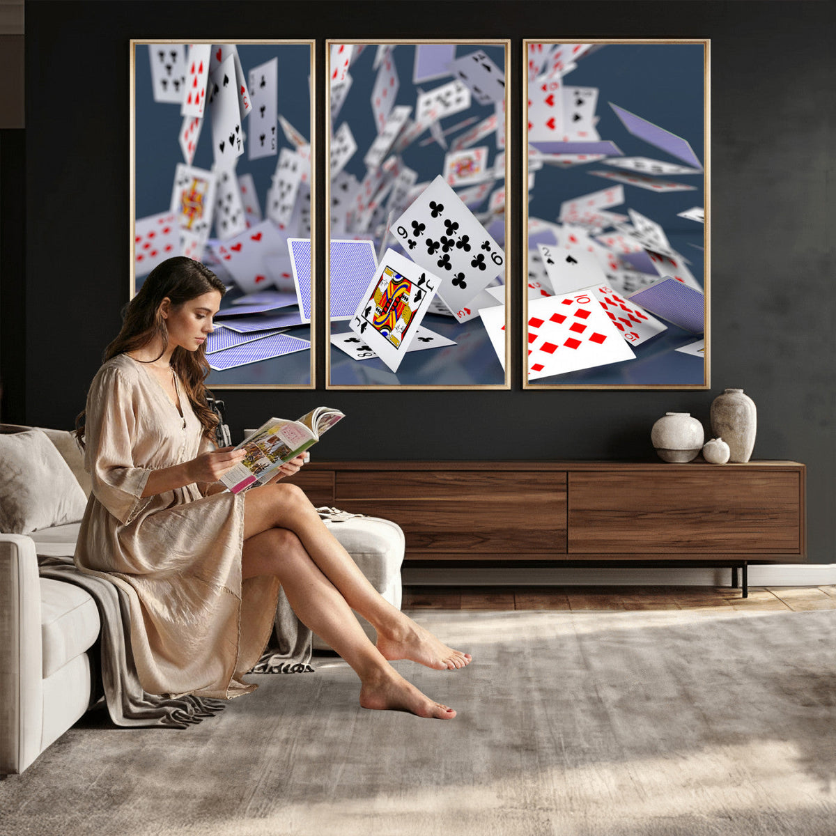 Playing Cards Canvas Wall Art | Casino Game Room Decor