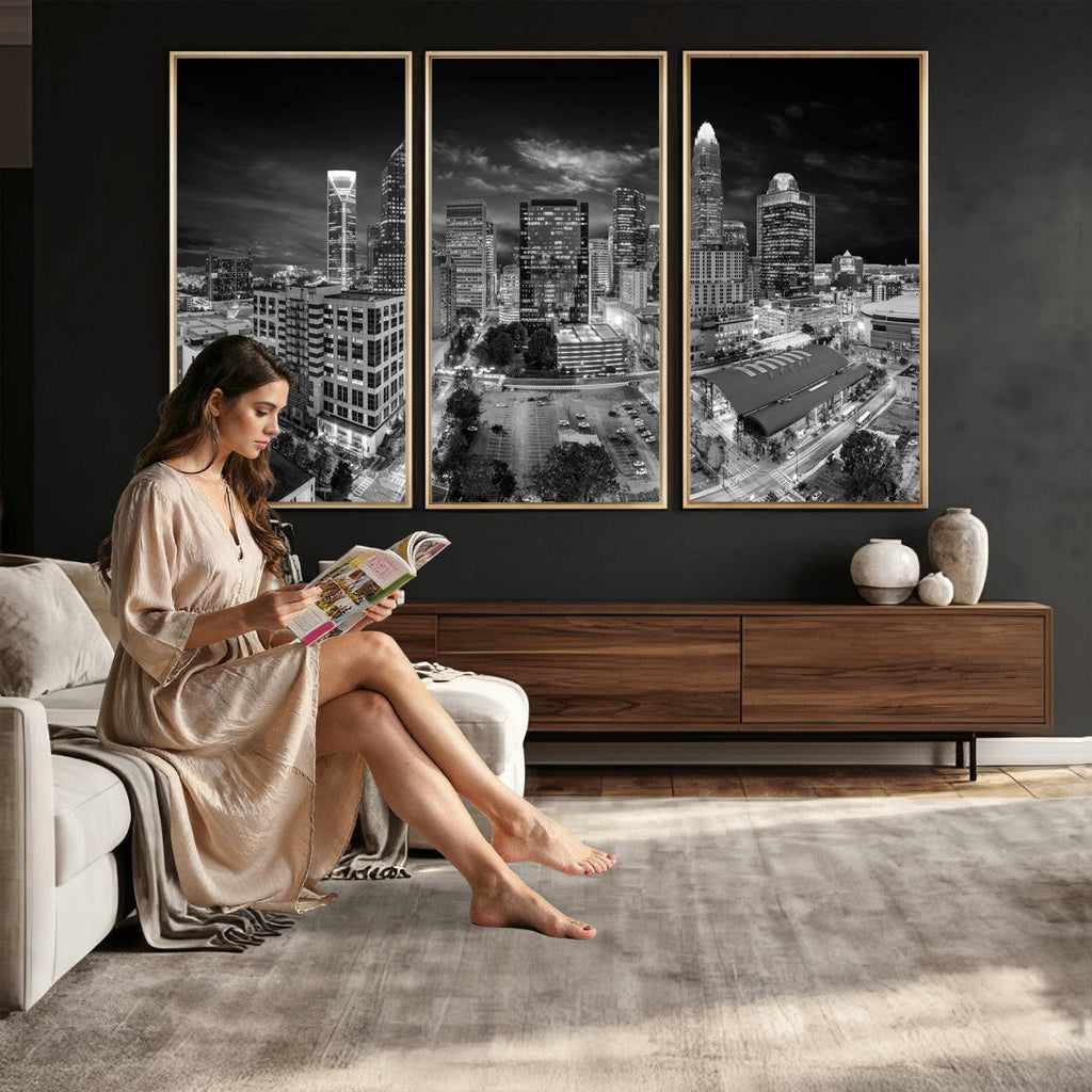 Charlotte Skyline Canvas Wall Art Print | North Carolina Cityscape