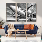 Vintage Airplane on Runway Canvas Print