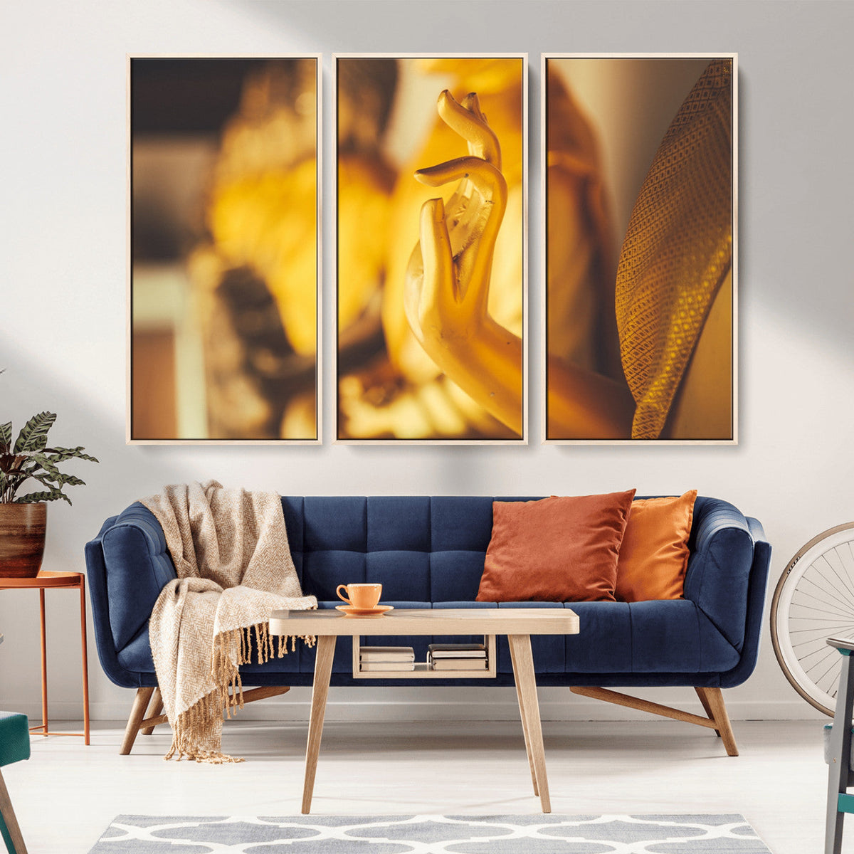 Gold Buddha Statue Hands Wall Art Canvas Print