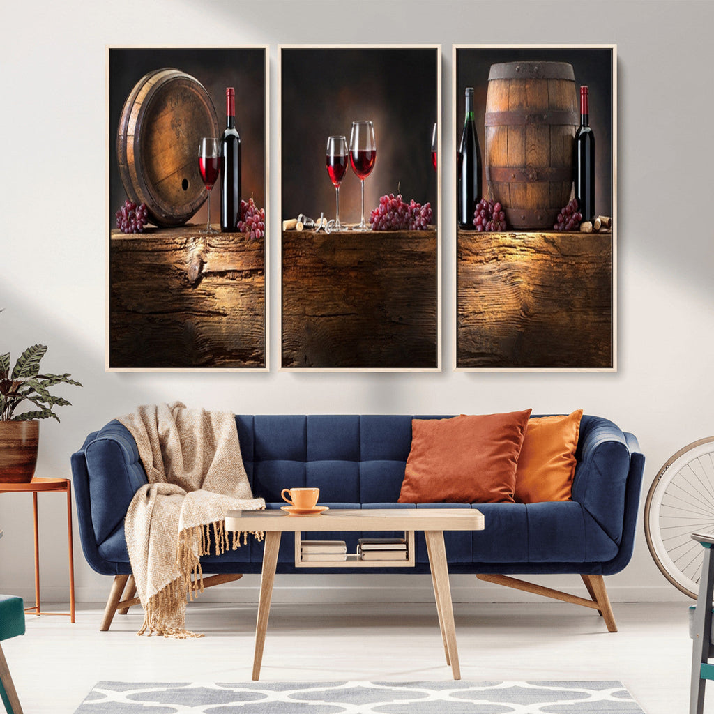 Wine and Barrels Wall Art Canvas Print