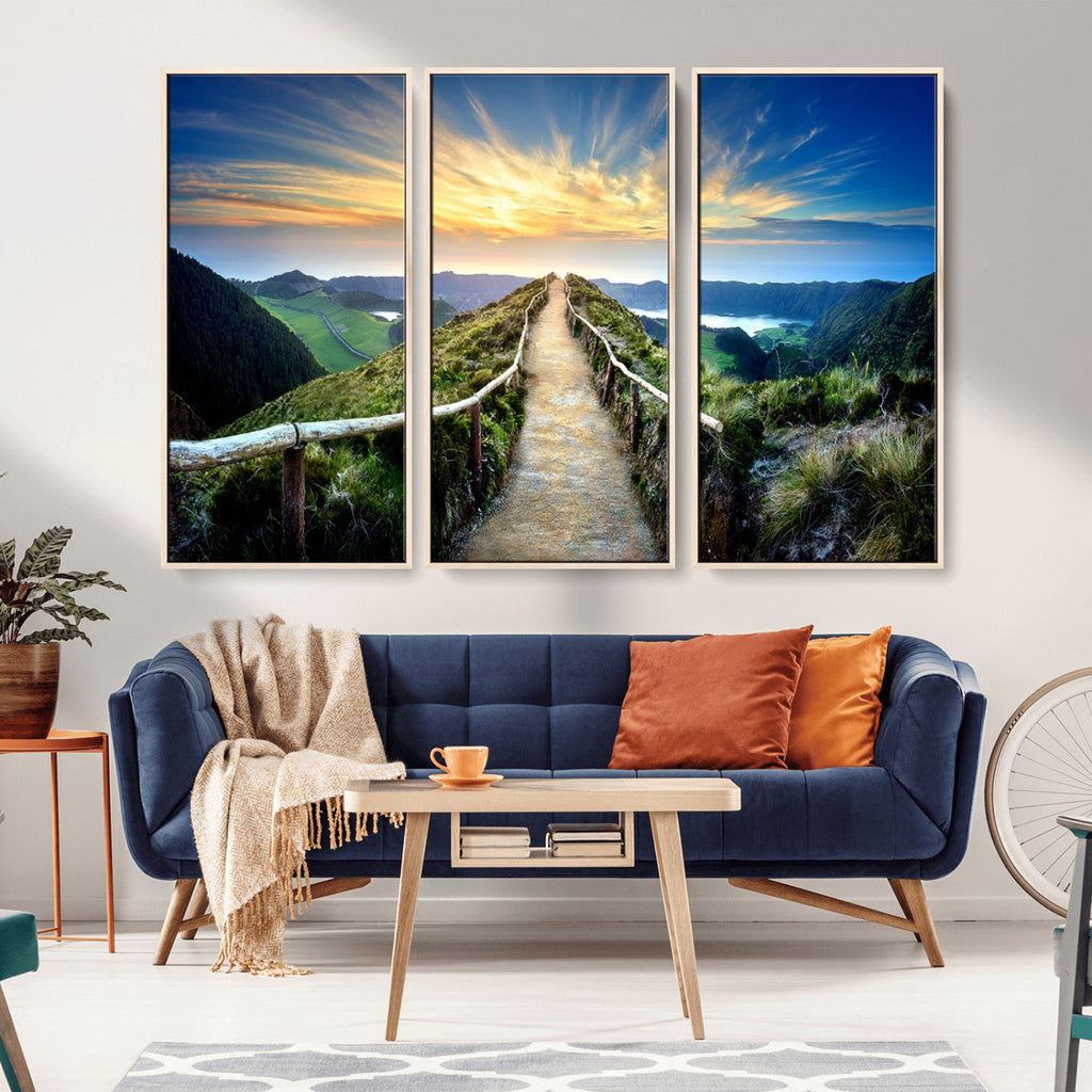Mountain and Sunset Wall Art Canvas Print