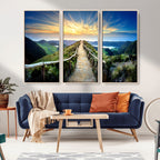 Mountain and Sunset Wall Art Canvas Print