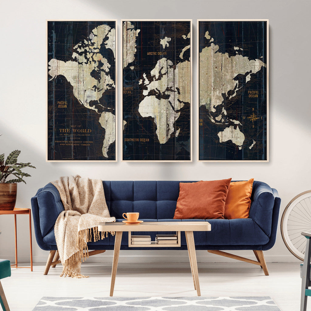 Antique Old World Map Wall Art Canvas Print