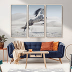 Prancing Horse Desert Large Wall Art Canvas Print, Majestic Horse Animal Artwork