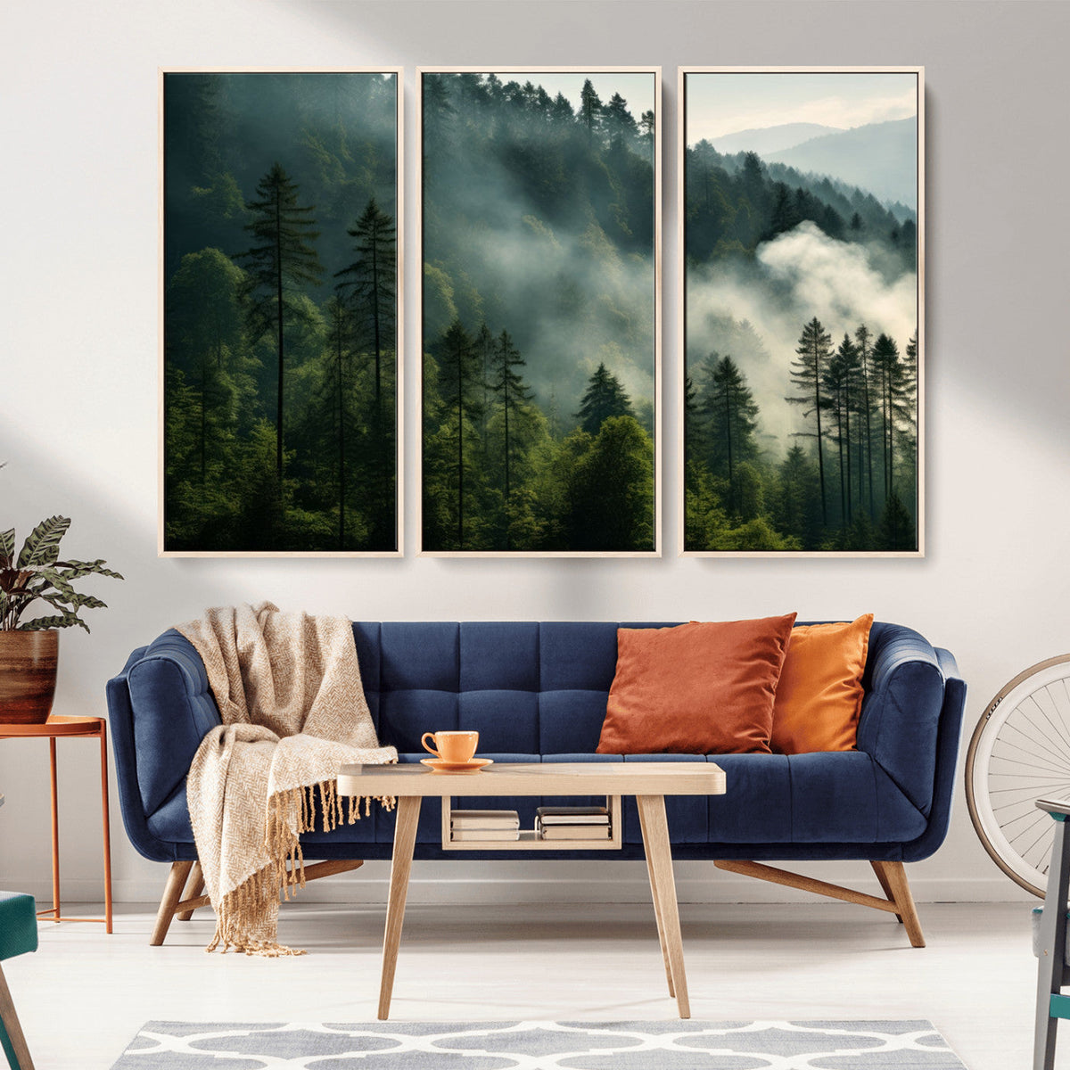 Misty Forest Wall Art Premium Canvas Print, Foggy and Serene Atmosphere