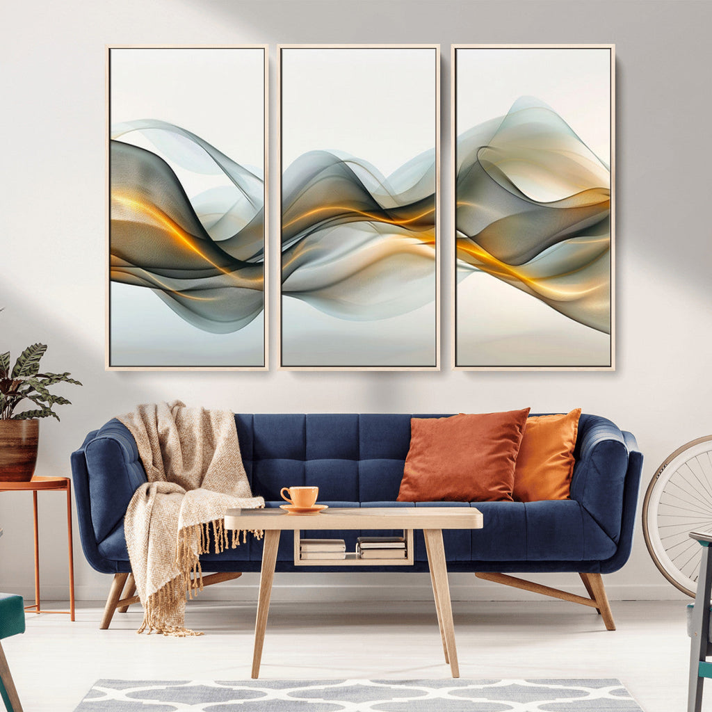 Abstract Wave Canvas Wall Art | Fluid Contemporary Elegance in Motion