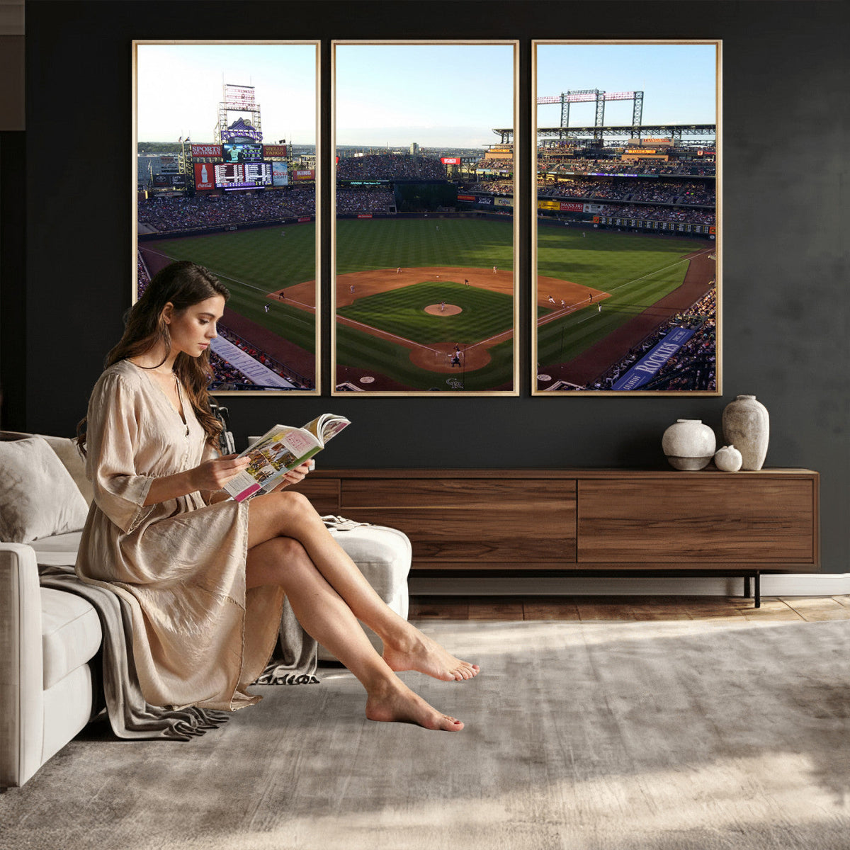 Colorado Rockies Coors Field Wall Art Canvas Print, MLB Baseball Stadium