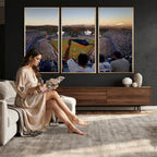 Dodger Stadium Sunset Game Triple Canvas Wall Art, Los Angeles Dodgers MLB Match