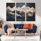 Rustic Mountain Landscape Wall Art Canvas Print, Framed 3D Wooden Effect Mountain Art