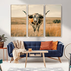 Texas Cow Wall Art Canvas Print for Farm House Wall Decor