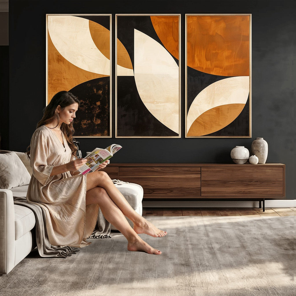 Geometric Abstract Wall Art Canvas Print, Mid Century Modern Wall Art