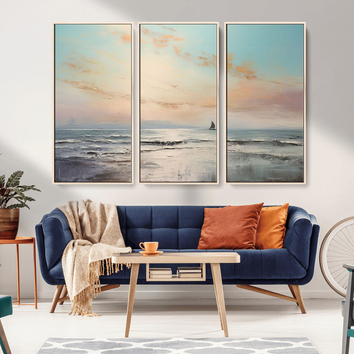 Abstract Ocean Wall Art, Boat Wall Art Canvas Print